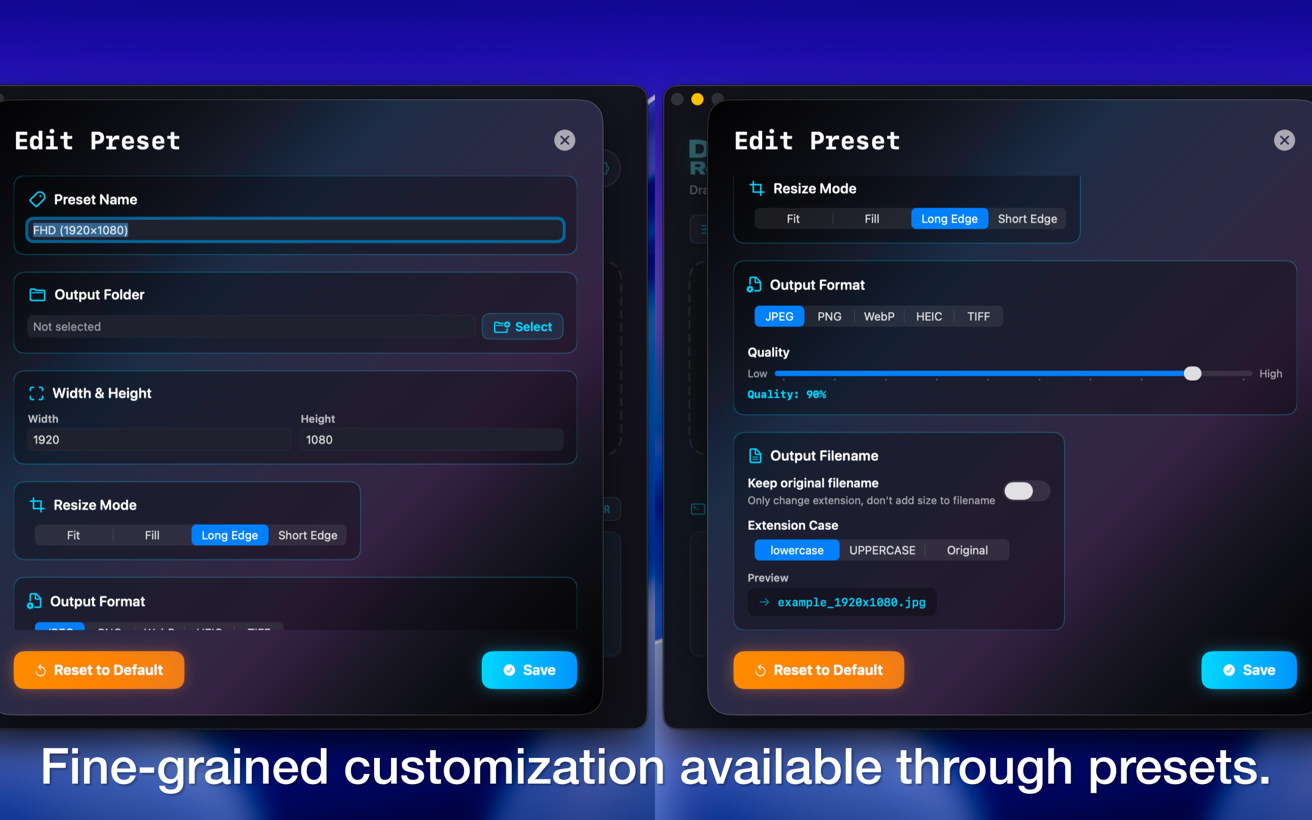 Flexible Output Settings